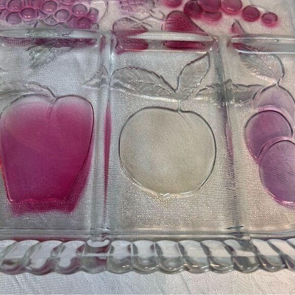 Vintage Indiana Glass Divided Serving/Relish Tray 5 Slot Fruits Hors D’oeuvres - Picture 6 of 12